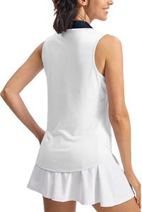 Polo sin Mangas con Cuello en V para Mujer - Camiseta de Golf Transpirable de Alto Rendimiento - Camiseta Ligera sin Mangas para Tenis y Verano - Product Image 3