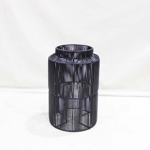 Pot à bougie cylindrique en plastique noir, ignifuge, lanterne de décoration pour la maison - Product Image 3