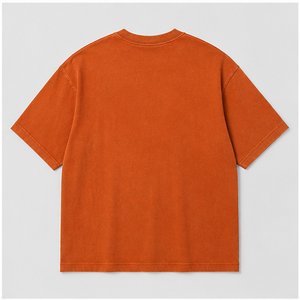 เสื้อยืดแขนสั้นทรงหลวมโอเวอร์ไซส์ผ้าฝ้ายฟอกสีส้มไหม้แบบสั่งทำพิเศษสำหรับผู้ชาย รุ่น MTS-OVR-0031 - Product Image 2