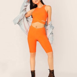 2023 femmes vêtements actifs sans couture collants de gymnastique et haut court en gros Fitness sport équipement de Yoga - Product Image 3