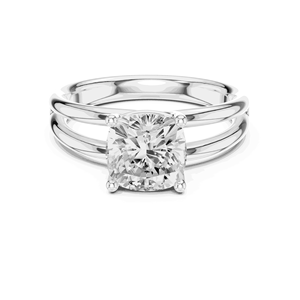 2ct Cushion Cut Lab Grown Diamond Solitaire Engagement <b>Ring</b> Four Prong <b>Split</b> Shank 14K 18K Solid Gold Bridal Jewelry - Product Image 3