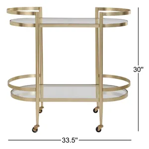 Carrito de Servicio de Té de Metal Hecho a Mano de Lujo para Decoración de Sala de Estar, Carrito Decorativo Rodante de Metal Chapado de Primera Calidad - Product Image 2
