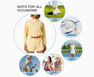 Casual Golf Running Outfits Hooded Athletic Clothes for Women, Windproof Sports Hoodie with Full Zipper - Product Image 6