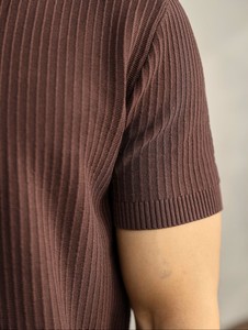 <b>Old</b> Money Style Solid Textured Knit Lapel <b>Short</b>-Sleeve Smart Casual Men's Summer Breathable Quick Dry Shirt - Product Image 4