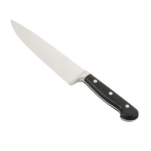 Couteaux de cuisine à lame pointue argentée avec poignée incurvée noire à trois broches et protège-doigts poli pour les préparations culinaires quotidiennes - Product Image 1