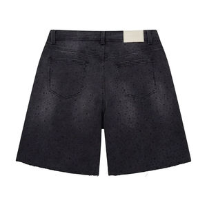 Pantalones Cortos de Mezclilla para Hombre 2026 con Cinturón de Diamantes de Imitación Personalizados, Detalles de Encaje y Agujeros Oscuros, Estilo Urbano Premium, Moda de Verano, Secado Rápido y Transpirables - Product Image 5