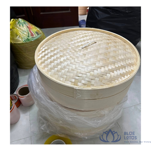 BEST-SELLER |   Ensemble de cuiseurs vapeur en bambou à 2 niveaux avec couvercle en acier inoxydable intégré au verre, écologique, pour la cuisson vapeur des dim sum et des raviolis - Product Image 1