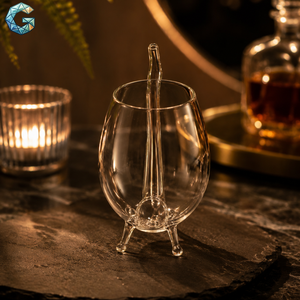 Vaso de Cóctel de Vidrio Borosilicato Transparente con Patas y Pajita, Copa de Vino Creativa Reutilizable, Apta para Lavavajillas, Vajilla de Bar para Fiestas - Product Image 2