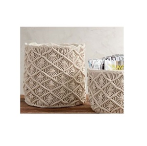 Panier de rangement artisanal en paille, corbeille de rangement en jonc de mer, panier en macramé avec poignée, panier en rotin pour la décoration intérieure - Product Image 1