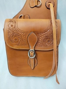 Premium Quality Western Leather Hand Tooled Saddle Bag with Steel Hardware Available At Competitive Price - Product Image 1