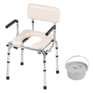 Sedia Comoda Leggera con Sedile Imbottito, Altezza Regolabile a 7 Livelli, Secchio Rimovibile da 5,8L, Braccioli Ribaltabili - Facile Montaggio - Product Image 1