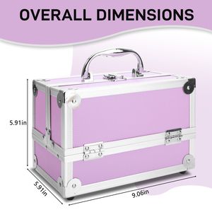 Valigetta Portatile Rosa in Alluminio per Trucchi, Organizer Cosmetico con Specchio 9x6x6 Pollici - Product Image 6