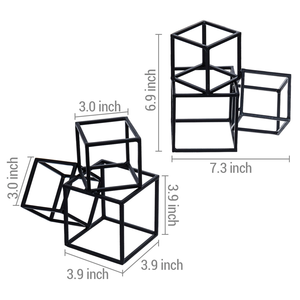 Serre-livres décoratifs géométriques en métal noir, support de livres moderne et minimaliste, support d'étagère robuste pour la maison, la bibliothèque et le bureau - Product Image 3