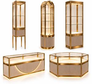 Vitrine à bijoux en verre avec éclairage LED, présentoir en acrylique incurvé pour comptoir de vente au détail, idéal pour les bijouteries et centres commerciaux - Product Image 3