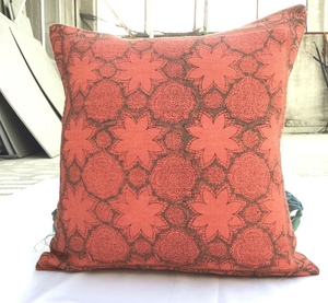 Wholesale Handmade 100% Linen <b>Cushion</b> Cover Hand-block printed Linen <b>cushion</b> cover - Product Image 4