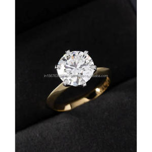 Anillo de Compromiso/Boda Vintage de Oro Amarillo de 14k con Diamante Cultivado en Laboratorio IGI/GIA, Unisex, Oro Blanco Fino para Aniversario, Ideal para Fiestas - Product Image 1