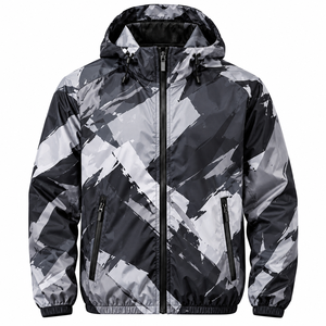 Veste fine à capuche personnalisée avec impression par sublimation pour hommes, légère, avec fermeture éclair, pour le sport, la course en plein air, logo sur le devant, vente en gros - Product Image 6