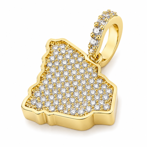 Collar personalizado de oro macizo de 14K estilo hip hop con mapa de Carolina del Sur con diamantes naturales y colgantes finos. - Product Image 1