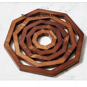 Durable Classic Wooden <b>Trivet</b> with Eco-Friendly Handmade Finish Protect Surfaces in Homes Cafes & Workspaces - Product Image 1