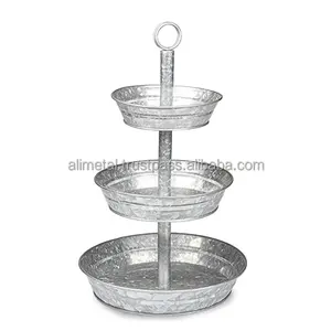 Customizable Decorative Galvanized 3-Tier Serving Stand Metal Display Stand For Cakes And Dessert