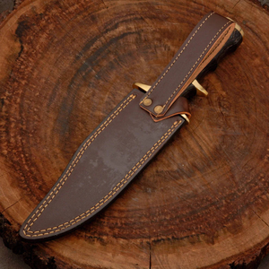 Couteau Bowie à pointe clip en acier Damas de Pasha Enterprises, manche en bois Pakka, lame pleine longueur, qualité industrielle, multifonctionnel, pour l'extérieur - Product Image 6