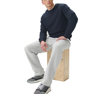 Pantalon de jogging en molleton de coton haut de gamme pour homme, coupe droite, gris, avec logo personnalisé, pour le sport et le style urbain - Product Image 5