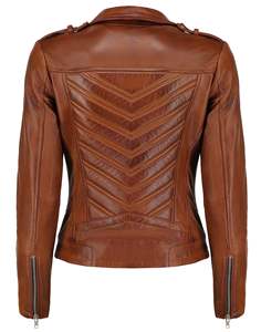 Biker Style Vintage Sheep <b>Skin</b> Leather Jacket Women Motorcycle Zip-Up Thick Silk Lining Quick Dry - Product Image 6