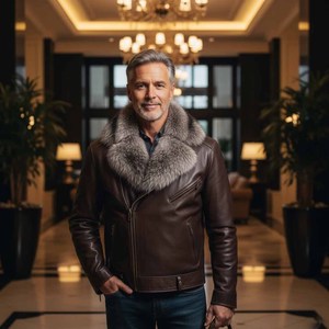 Blouson Bomber en Cuir à Carreaux pour Homme, Respirant, à Capuche, Décontracté, avec Fermeture Éclair et Doublure en Polyester pour Garçons - Product Image 1