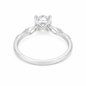Anillo de Compromiso de Plata 925 con Diamante Redondo para Mujer, Engaste de Garras, Estilo Clásico - Product Image 5