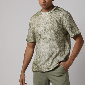 Men Olive Green Acid <b>Tie</b> Dye Crew Neck Short Sleeve Cotton Casual Summer Fashion Plain Top Custom Logo OEM ODM Wholesale Apparel - Product Image 1