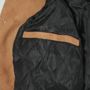 Veste en cuir suédé pour homme, style vintage, à usage durable, avec ourlet et poignets côtelés, d'apparence classique et décontractée - Product Image 6