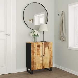 Aparador de Madera de Mango Maciza con Puertas Medianas Color Negro - Product Image 1