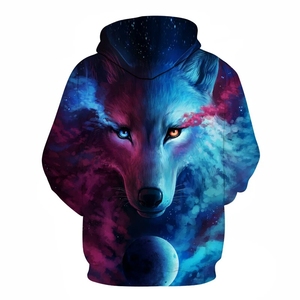 Sweat à capuche ample et tendance en polyester 100 % à séchage rapide, avec impression numérique 3D personnalisée de personnage Woolf, idéal pour l'automne – Vente en gros - Product Image 2