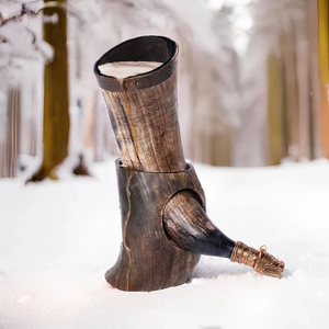 Corne à boire viking élégante et polie en corne de buffle écologique, grande capacité, avec gravure personnalisée - Product Image 4