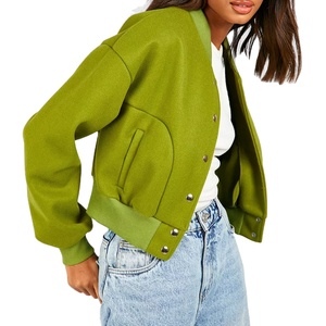 Chaqueta Varsity de Béisbol para Mujer, Superventas, Transpirable, Relleno de Algodón Sostenible, Tejida, Impermeable, Resistente al Viento, Precio Económico, OEM - Product Image 1