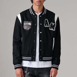 Chaqueta Varsity Personalizada al por Mayor con Logotipo Bordado para Hombre, Chaqueta Bomber de Estilo Urbano con Parches, Chaqueta de Béisbol de Alta Calidad - Product Image 1