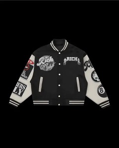 Chaqueta Varsity con Bordado Personalizado para Hombre y Mujer, Estilo Urbano, Vintage, Chaqueta de Béisbol con Letras, Chaqueta Bomber con Parches, Venta al Por Mayor OEM - Product Image 4