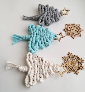 Christmas Tree Macrame <b>Key</b> Chain For Festive Boho Style Bag Decorative Object And Cotton Rope Keyring Holiday <b>Accessory</b> - Product Image 5