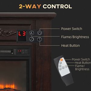 Caminetto Elettrico Autoportante Bianco con LED, Cornice e Protezione dal Surriscaldamento, 1400W, Spina UK - Product Image 5