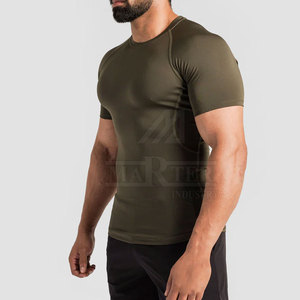 <b>Men</b> Slim <b>Compression</b> <b>Shirts</b> Short Sleeves Polyester Sports Training Apparel Quick Dry Lightweight OEM Custom Breathable - Product Image 4