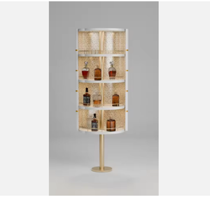 Axis Solid Wood <b>Bar</b> Cabinet Custom Spinning Modern Home <b>Bar</b> Unit with Stainless Steel Handles 5 Plus Compartments - Product Image 5