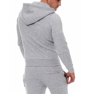 Conjunto Deportivo Gris para Hombre, Sudadera con Capucha y Cremallera de Manga Larga, Bolsillos Laterales, Ropa Casual Transpirable, Diseño de 2 Piezas en Color Sólido - Product Image 2