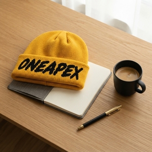 Yellow Black Knit Beanie Hat Ribbed Cuff <b>Winter</b> <b>Cap</b> Unisex Streetwear Fashion Headwear Custom Wholesale OEM - Product Image 6