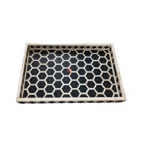 Bandeja Roja Antigua con Incrustaciones de Hueso, Bandeja Elegante Hecha a Mano por Diseñadores para Centro de Mesa, Servicio y Organización del Hogar, Venta al por Mayor desde India - Product Image 1