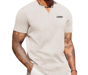 Camiseta de Cuello en V 100% Algodón para Hombre, Secado Rápido, Logotipo Personalizado Impreso, Manga Corta, Estilo Casual Urbano - Product Image 5