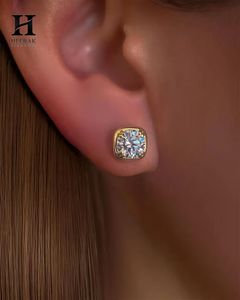 IGI Certified Lab Grown Diamond <b>Stud</b> <b>Earrings</b> 14K 18K Solid Yellow Gold Bezel Set Cushion Cut Diamond Solitaire <b>Earrings</b> - Product Image 3