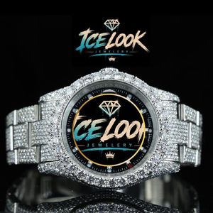 Reloj Mecánico de Acero Inoxidable con Aspecto de Hielo, Esfera Analógica de 18 mm con Incrustaciones de Cristal, Tono Plateado, Joyería para Hombre - Product Image 5
