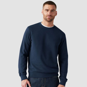 Sweat-shirt en molleton à col rond pour homme, bleu marine, coton riche, jersey léger - Product Image 1