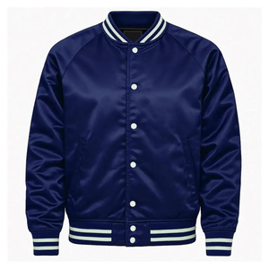 Veste universitaire en satin personnalisée : Bomber personnalisé, style Letterman, col rond, fermeture éclair, taille standard, manches longues - Product Image 4