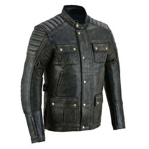 Custom Men's Studded Genuine Leather Motorcycle <b>Jacket</b> Canvas Waterproof Eco-Friendly High Street Style <b>Silver</b> - Product Image 5